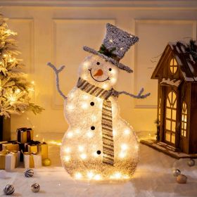 Christmas Snowman Decoration LED Light Collapsible Battery Operated Lighted Snowman Indoor Outdoor Garden Light with Removable Hands Scarf (Not Includ