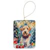Wire Fox Terrier Christmas Porcelain Ornament Christmas Tree Hanging Decorations for Home Christmas Holiday, Rectangle, Gift, Multicolor