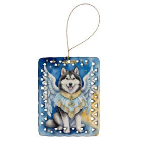 Alaskan Malamute My Angel Porcelain Ornament Christmas Tree Hanging Decorations for Home Christmas Holiday, Rectangle, Gift, Multicolor