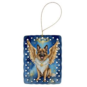 Belgian Tervuren My Angel Porcelain Ornament Christmas Tree Hanging Decorations for Home Christmas Holiday, Rectangle, Gift, Multicolor