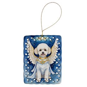 Bichon Frise My Angel Porcelain Ornament Christmas Tree Hanging Decorations for Home Christmas Holiday, Rectangle, Gift, Multicolor