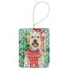 Wheaten Terrier Christmas Porcelain Ornament Christmas Tree Hanging Decorations for Home Christmas Holiday, Rectangle, Gift, Multicolor
