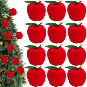 12Pcs Mini Christmas Apple Ornament 2.1in Foam Red Apple Ball Ornament Pendants Xmas Tree Hanging Decorations for Holiday Party Supplies