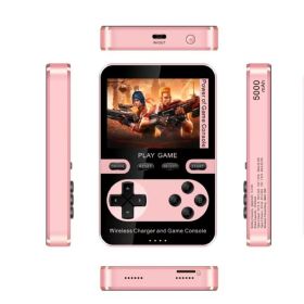 New 3 in 1 Wireless Power Bank 5000mah, Wireless Fast Charger, 500 Games built-in, Ready in Stock(Pink)