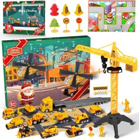 Christmas Advent Calendar , Christmas Countdown Calendar for Kids, 24PCS Cartoon Engineering Vehicle Playset