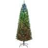 HOMCOM 7ft Artificial Christmas Tree with Colorful DIY Synchronized Lights, Remote, Hinged Slim Fir with Daily Timer