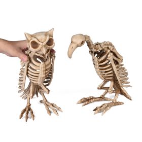1 Pcs Vulture & 1 Pcs Owl Skeleton Halloween DÃ©cor