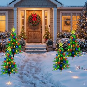 Christmas Tree Lights Solar Powered 2 Pack - 37.4in 100 LEDs 8 Modes, IP44 Waterproof Holiday Decor & Perfect Gift