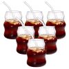 6 Pcs 19 Ounce Glass Straw Cup, Coffee Cup, Milk Cup, Juice Cup, Cold Drink Cup, Tea Cup, Water Cup, Office Cup, Striped Cloud Cup
