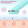2 In 1 Electric Facial Cleansing Brush Exfoliator IPX7 Waterproof Rechargeable Face Scrubber Massage Brush Skin Spa Care with 5 Intensity 2 Removable