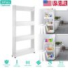 iMounTEK 4 Tiers Slim Storage Cart Mobile Rolling Shelf Unit Narrow Space Shelf for Kitchen Bathroom Pantry Laundry Garage Office