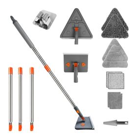 2 In 1 Baseboard Cleaner Mop Wall Cleaner Mop With Squeegee Extendable Long Handle 8 Reusable Fiber Flannel Chenille Mop Pads 360otatable Convex De