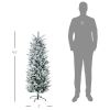 HOMCOM 4.5ft Flocked Christmas Tree with Snow Frosted Branches Auto Open Steel Base Green