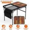 35.43x23.62x26in Foldable Camping Table Collapsible Picnic Aluminum Alloy Grill Stand 66LBS Max Load Height Adjustable BBQ Table with Adjustable Heigh