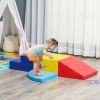 Qaba 4-Piece Soft Foam Play Set for Toddlers, Climber Playtime Corner, Climbing & Sliding Toys, Multicolor