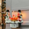 Plug-In Resin 3D Flameless Candle Night Light - Snowman Flameless Campfire Night Light, Perfect For Christmas Decoration And Bedroom Atmosphere