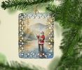 Santa Claus Fly-Fishing at Sunrise Christmas Porcelain Ornament Christmas Tree Hanging Decorations for Home Christmas Holiday, Rectangle, Gift