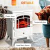 Fireplace Stove, Electric Fireplace Heater with Realistic LED Flames and Logs, 725W/1450W, White
