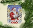 Eastern Rosella with Santa Claus Porcelain Ornament Christmas Tree Hanging Decorations for Home Christmas Holiday, Rectangle, Gift, Multicolor