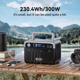 Flashfish 300W Power Station + 60W Solar Panel 230.4Wh LiFePO4 (Peak 600W) Solar generator AC Outlets Portable Power Station,Power Bank