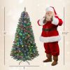 HOMCOM 6ft Prelit Christmas Tree with RGB Dynamic LEDs, Remote Control, Daily Timer, Hinged Xmas Tree, Easy Assembly