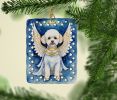 Bichon Frise My Angel Porcelain Ornament Christmas Tree Hanging Decorations for Home Christmas Holiday, Rectangle, Gift, Multicolor
