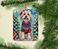 Tibetan Terrier Christmas Porcelain Ornament Christmas Tree Hanging Decorations for Home Christmas Holiday, Rectangle, Gift, Multicolor