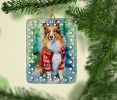 Sheltie Christmas Porcelain Ornament Christmas Tree Hanging Decorations for Home Christmas Holiday, Rectangle, Gift, Multicolor
