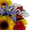 Mainstays 20-Inch Outdoor Artificial Flower Arrangement in Vase with 'Mom' Sign, Yellow Sunflower and Red Peony, Weather-Resistant Memorial Décor