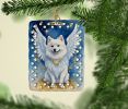 American Eskimo My Angel Porcelain Ornament Christmas Tree Hanging Decorations for Home Christmas Holiday, Rectangle, Gift, Multicolor