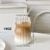 6 Pcs 19 Ounce Glass Straw Cup, Coffee Cup, Milk Cup, Juice Cup, Cold Drink Cup, Tea Cup, Water Cup, Office Cup, Striped Cloud Cup