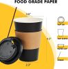12 oz Paper Coffee Cups,100 Pack Black Disposable Coffee Cups with Lids, Sleeves and Stirring Sticks, 12 oz Hot Coffee Cup for Hot Drinks, Parties