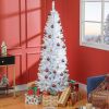 HOMCOM 6 FT Artificial Christmas Tree, Pencil Xmas Tree with Lights, Stand, 618 Tips, Holiday Home Indoor Decoration for Party, White