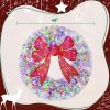 HOMCOM 48in Flocked Pre-Lit Christmas Wreath with 3D Red Bow, 11 Lighting Modes, Front Door Christmas Wreath with Remote