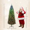 HOMCOM 7ft Artificial Christmas Tree with Colorful DIY Synchronized Lights, Remote, Hinged Slim Fir with Daily Timer