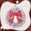 HOMCOM 36in Flocked Pre-Lit Christmas Wreath with 3D Red Bow, 11 Lighting Modes, Front Door Christmas Wreath with Remote