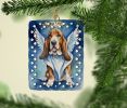 Basset Hound My Angel Porcelain Ornament Christmas Tree Hanging Decorations for Home Christmas Holiday, Rectangle, Gift, Multicolor