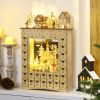 HOMCOM Christmas Advent Calendar, Wooden Countdown to Christmas Table Decoration with 24 Drawers, Lights, Battery Operated