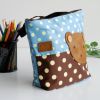 [Bear-Skyblue] Blancho Applique Kids Fabric Art Mini Shopper Bag/Tote Bag-Small Size (9.4*2.7*7.8)