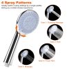 Handheld Shower Head Powerful 4.25in High Pressure Rain Showerhead with 4 Spray Settings Easy Installation