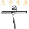 10.24in Shower Squeegee Cleaner All-Purpose Stainless Steel Glass Car Window Wiper w/ Suction Cup Hook¯r Shower Doors Bathroom Mirror