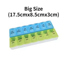New Weekly Portable Travel Pill Cases Box 7 Days Organizer 14 Grids Pills Container Storage Tablets Vitamins Medicine Fish Oils (Color: NO.17)