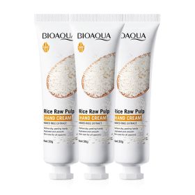 1/2/3/5pcs BIOAQUA White Rice Hand Cream Moisturizing Handcream Nourishing Brightening Hydrating Hands skincare Creams Products (Color: 3pcs)