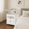 Nightstand with lockable wheels, multiple storage drawers, with USB, living room.