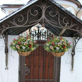 Outdoor Christmas Porch Decorations, Christmas Hanging Baskets with Lights for Outdoors (size: 1Pcs)