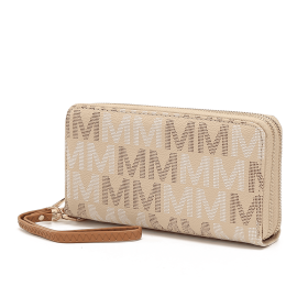 MKF Collection Hofstra M Signature Wallet Wristlet by Mia k (Material: Polycarbonate, Color: Beige)