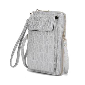 MKF Collection Caddy Vegan Leather Women Phone Wallet Crossbody by Mia k (Material: Polycarbonate, Color: Silver)