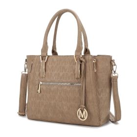 MKF Collection Cairo M Signature Satchel Handbag by Mia k (Material: Polycarbonate, Color: Taupe)