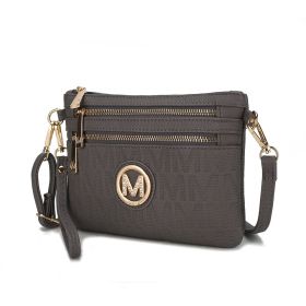 MKF Collection Roonie Milan Signature Crossbody Wristlet by Mia k (Material: Polycarbonate, Color: Charcoal Grey)