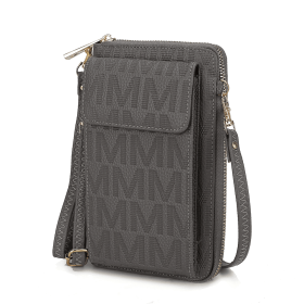 MKF Collection Caddy Vegan Leather Women Phone Wallet Crossbody by Mia k (Material: Polycarbonate, Color: Charcoal Grey)